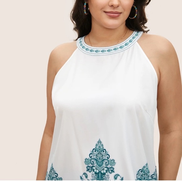 BloomChic Plus Size 2XL Boho Print Round Neck Cut Out Tank Top us18-20 - Picture 3 of 7